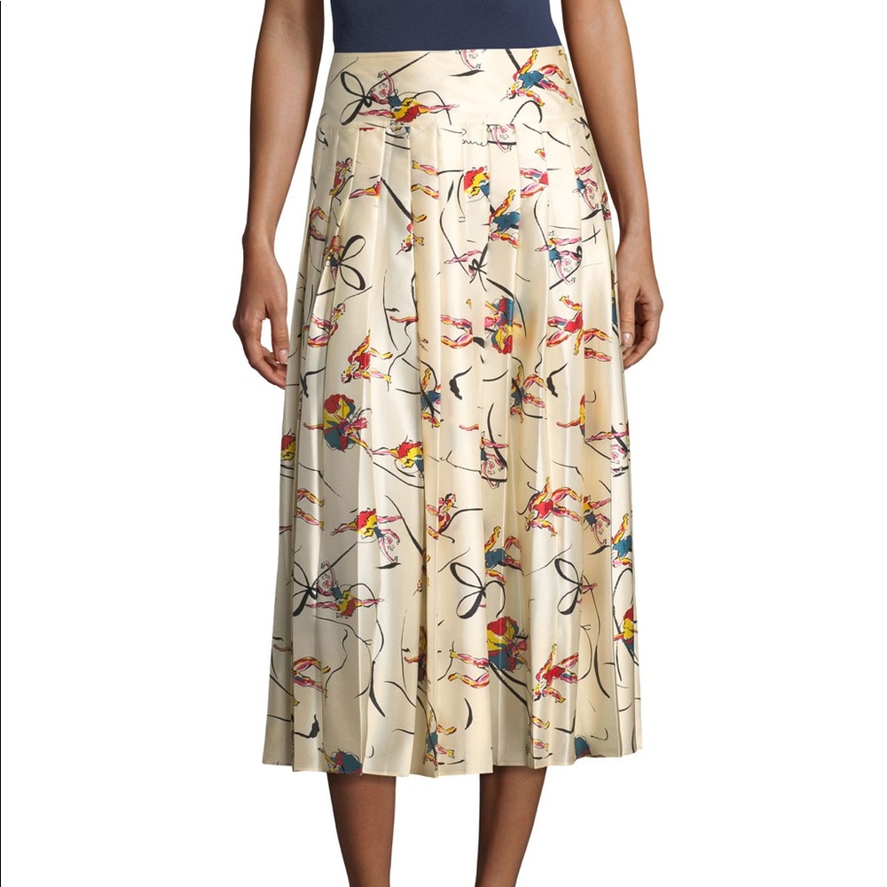NWT TORY BURCH VANCE PLEATED SILK MIDI SKIRT